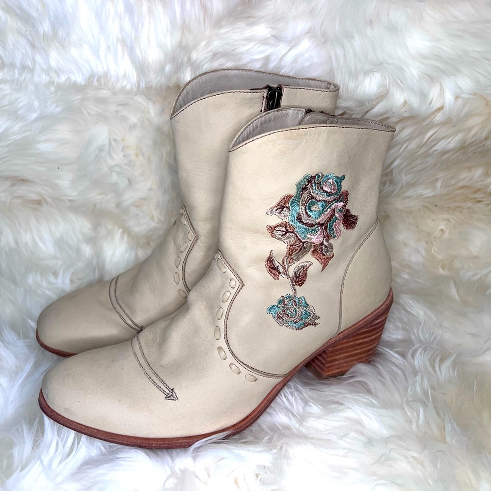 Free People Italian Cowboy Marco Delli Evelina Embroidered Ankle Boots